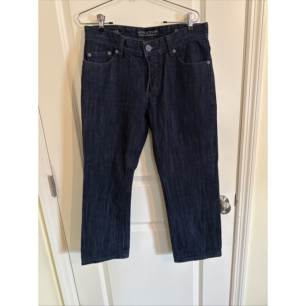 Affliction Ace Slim Straight Men's Jeans Dark Wash‎ Size 32x26 Hemmed